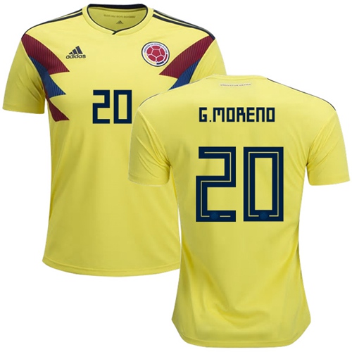 Colombia #20 G.Moreno Home Soccer Country Jersey - Click Image to Close